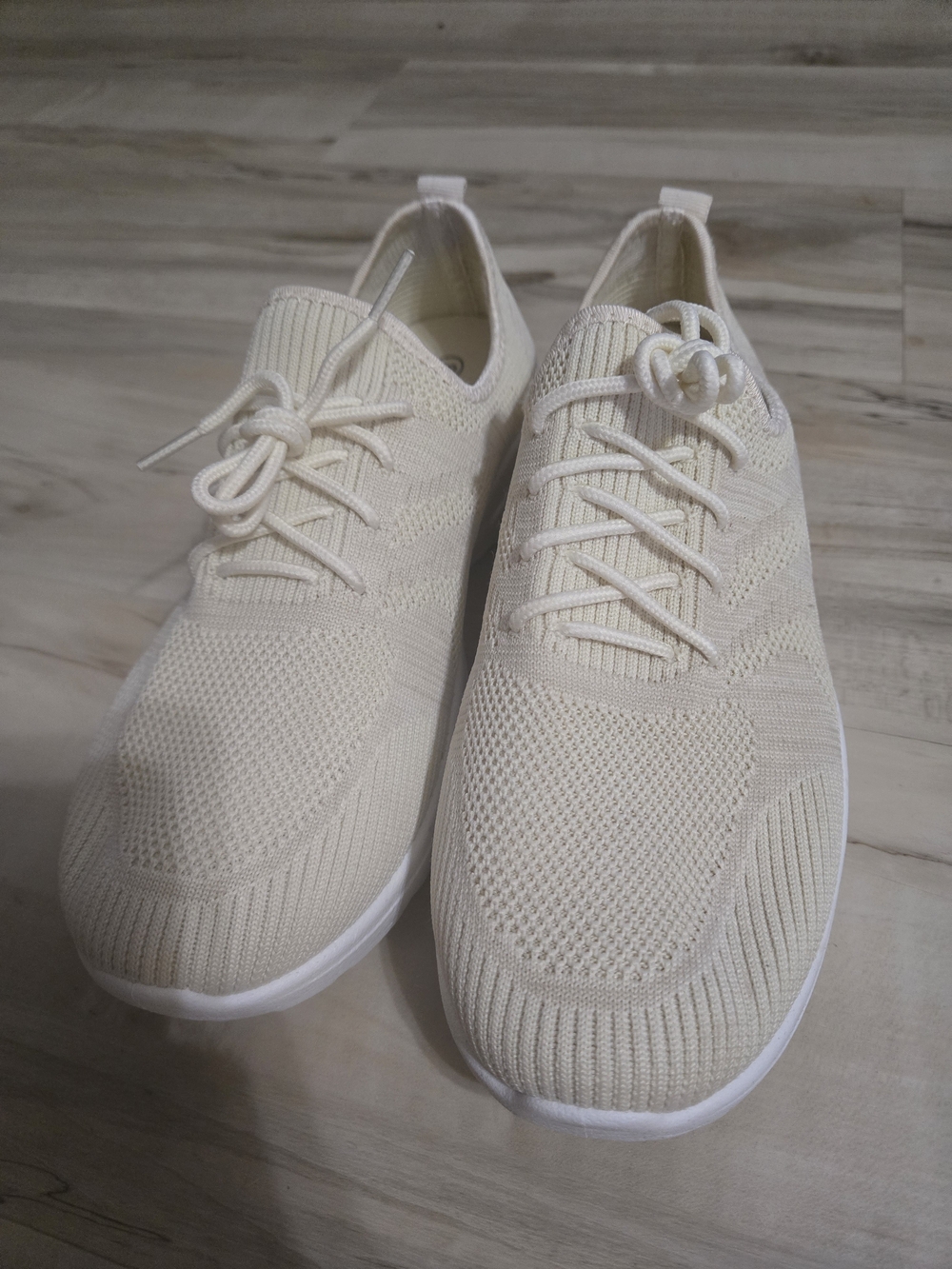 Pro Player Women's Knit Lace-Up Sneakers - Cream
